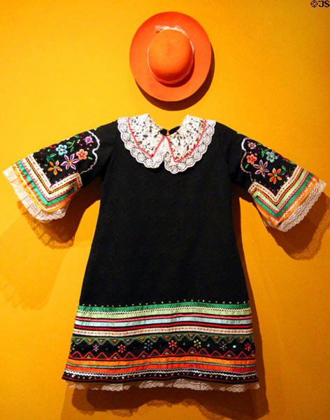 Woman's dress & hat from Bolivia (c2000) at Museum of International Folk Art. Santa Fe, NM.