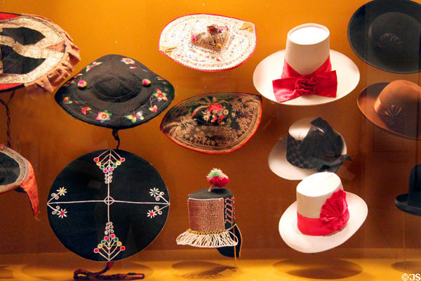 Hats from Bolivia & Peru (20th & 21stC) at Museum of International Folk Art. Santa Fe, NM.