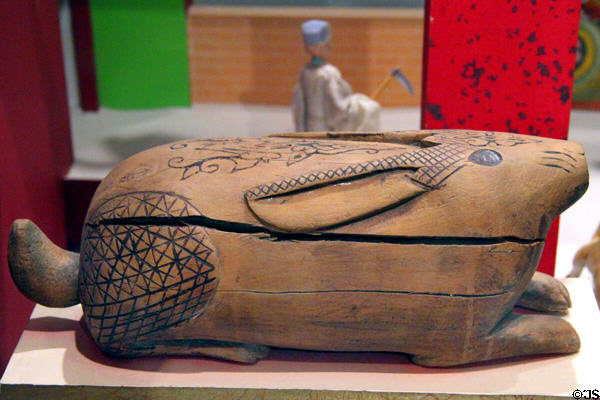 Carved wooden rabbit in Girard wing at Museum of International Folk Art. Santa Fe, NM.