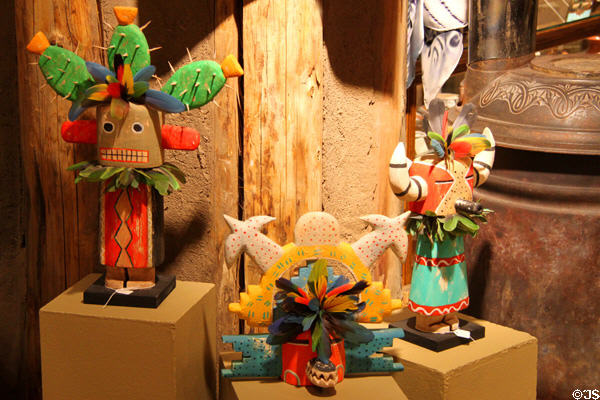 Carved Indian dolls in shop at Wheelwright Museum of the American Indian. Santa Fe, NM.