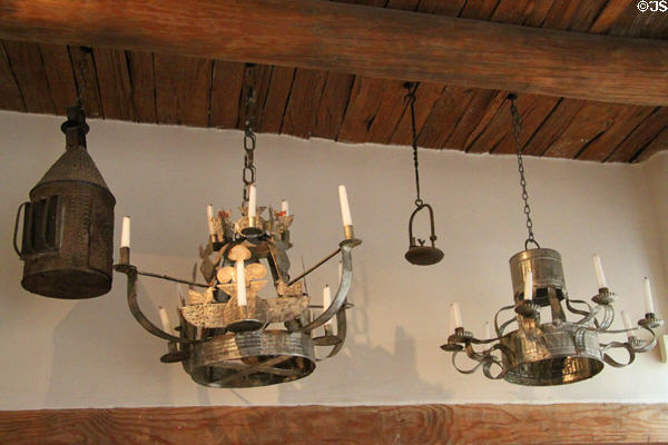 Tin candle holders & lanterns (19thC) at Museum of Spanish Colonial Art. Santa Fe, NM.