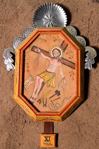 Station of the Cross XI by Gustavo Victor Goler in Golondrinas Chapel at Rancho de las Golondrinas. Santa Fe, NM.