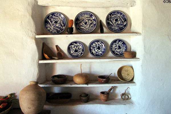 Plates & kitchen items at Rancho de las Golondrinas. Santa Fe, NM.