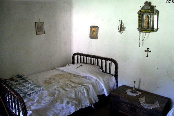 Bedroom in Mora house at Rancho de las Golondrinas. Santa Fe, NM.