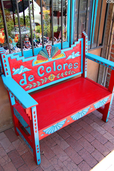 Colorful bench on Old Town Square. Albuquerque, NM.