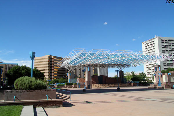 Outdoor performance venue of Albuquerque Civic Plaza (1997). Albuquerque, NM. Architect: Flatow Moore Shaffer McCabe Architects.