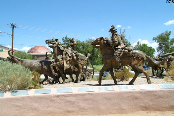 Detail of riders on La Jornada sculpture at Albuquerque Museum. Albuquerque, NM.