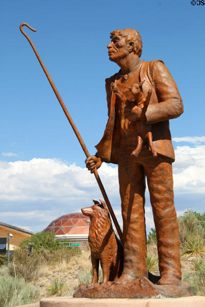 Sheepherder statue (1989) by Lincoln Fox at Albuquerque Museum. Albuquerque, NM.