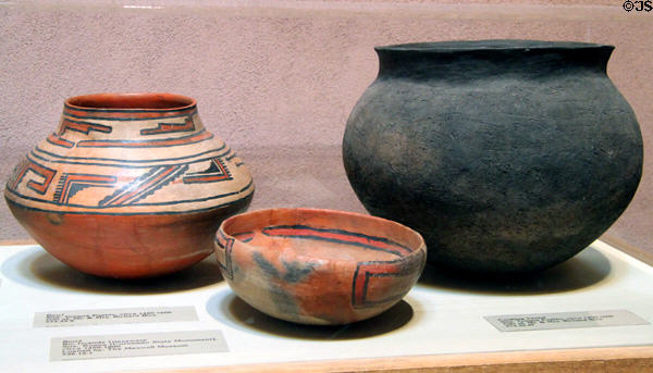 Pueblo pottery bowls from Tonque & Kuaua (c1450-1600) at Albuquerque Museum. Albuquerque, NM.