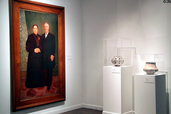 Art gallery in Albuquerque Museum with portrait of Francisco Armijo y Otero & wife Margarita (1906) by Joseph M. Collombin. Albuquerque, NM.