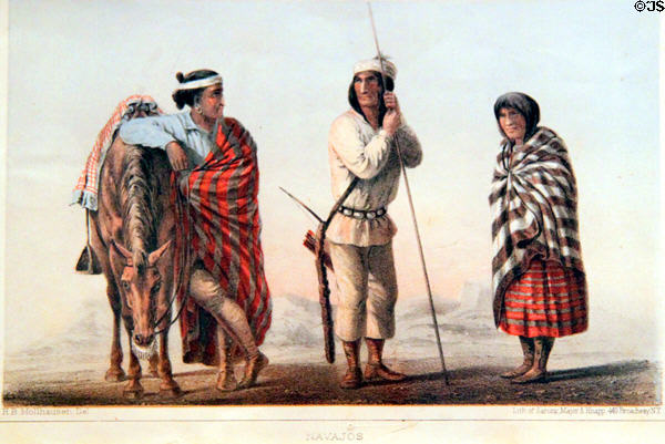 Navajos engraving (1858) by H.B. Mollhausen at Albuquerque Museum. Albuquerque, NM.