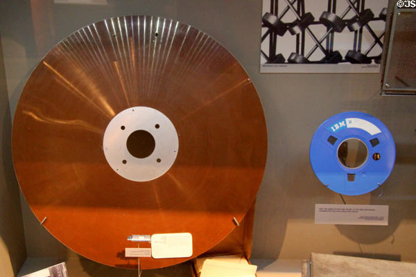 Telex storage disk (c1961) only stored several hundred documents on its huge diameter at New Mexico Museum of Natural History & Science. Albuquerque, NM.