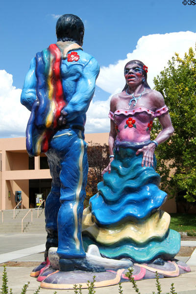 Fiesta Jarabe sculpture (1996) by Luis Jimenez at University of New Mexico. Albuquerque, NM.