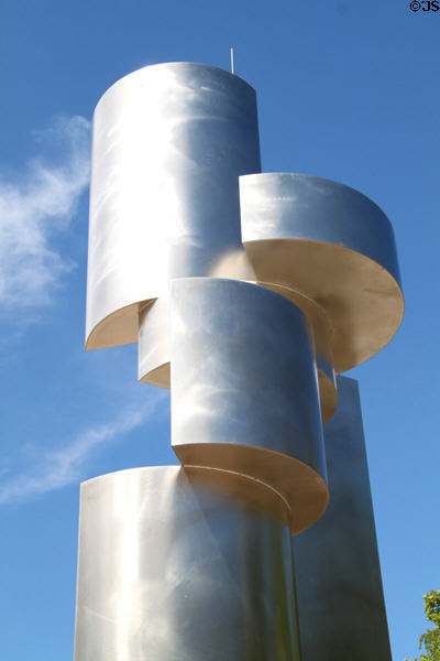Tower detail of Modern Art sculpture (2004) by Betty Sabo & Gary Beals at University of New Mexico. Albuquerque, NM.