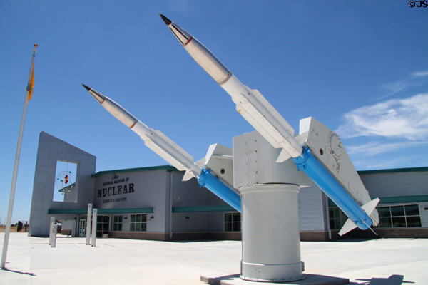 Lance missiles (1972) sit before National Museum of Nuclear Science & History. Albuquerque, NM.
