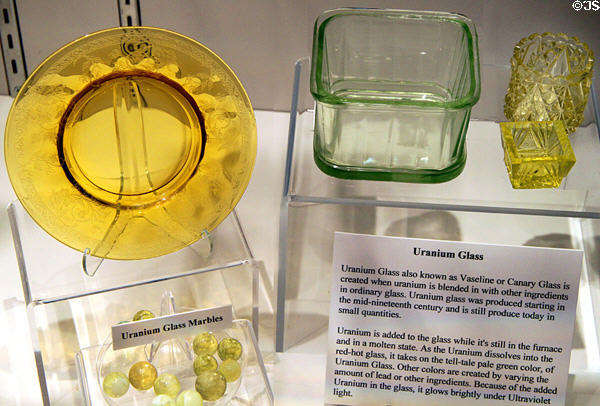 Uranium glass aka (Vaseline or Canary glass) at National Museum of Nuclear Science & History. Albuquerque, NM.