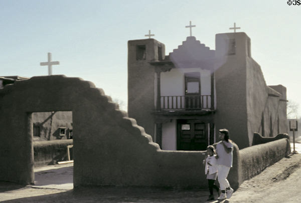 Small adobe church at Taos pueblo. Taos, NM.