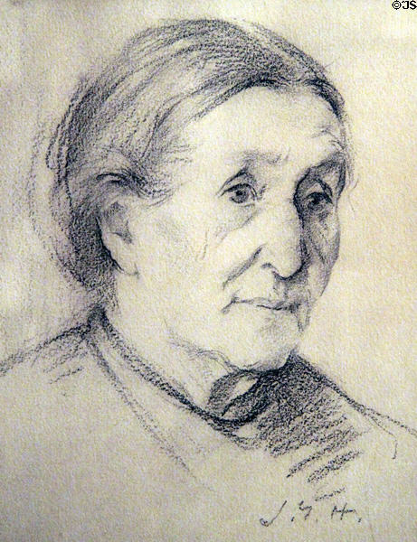 Drawing of Teresina Bent Scheurich, daughter of Gov. Bent drawn (1918) by John Young-Hunter at Governor Bent Museum. Taos, NM.