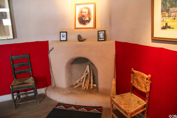 Fireplace in Kit Carson Home. Taos, NM.
