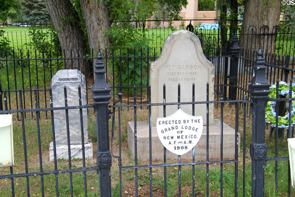 Grave of Kit Carson in Taos cemetery. Taos, NM.