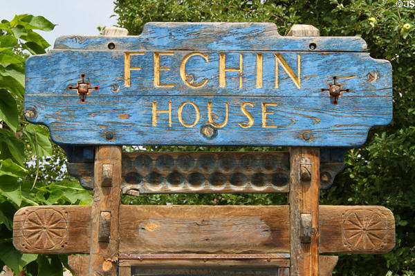 Fechin House sign at Taos Art Museum. Taos, NM. On National Register.