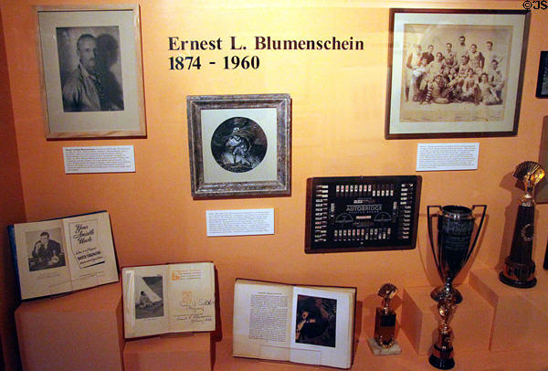 Ernest Leonard Blumenschein (1874-1960) biography display at Blumenschein Home & Museum. Taos, NM.