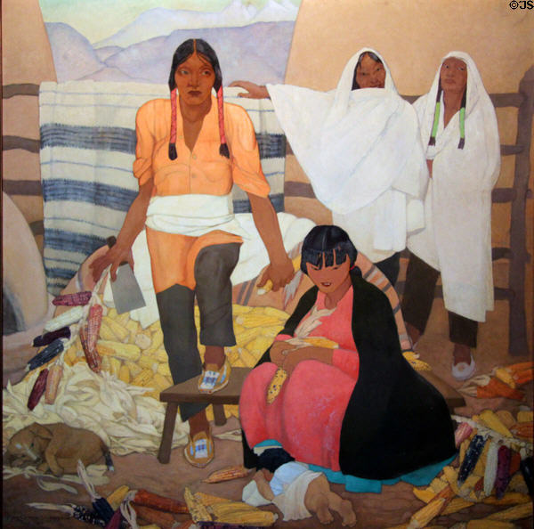 Husking Corn painting (1939) by Mary Greene Blumenschein at Blumenschein Home & Museum. Taos, NM.