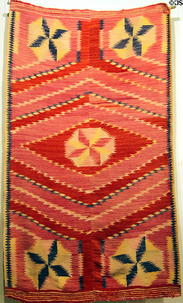 Rio Grande "Vallero" Frezada blanket (c1885-95) by Leyba Family of Trampas, NM at Millicent Rogers Museum. Taos, NM.