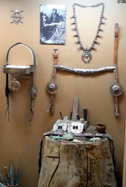 Silver & turquoise jewelry at Millicent Rogers Museum. Taos, NM.