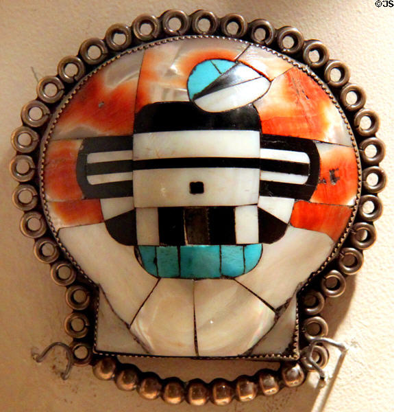 Zuni mosaic kachina pendant (1920s) at Millicent Rogers Museum. Taos, NM.