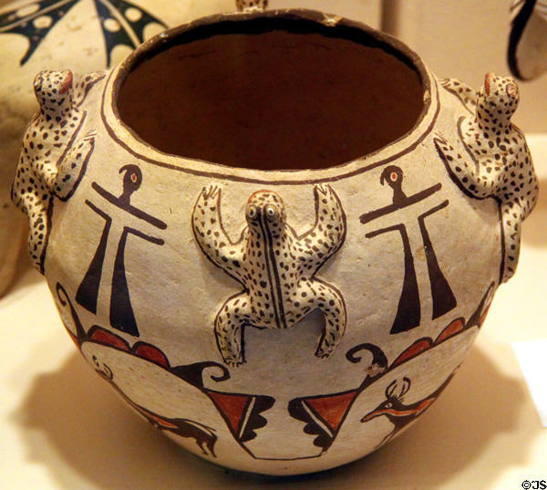 Zuni bowl with frog fetishes (c1900) at Millicent Rogers Museum. Taos, NM.