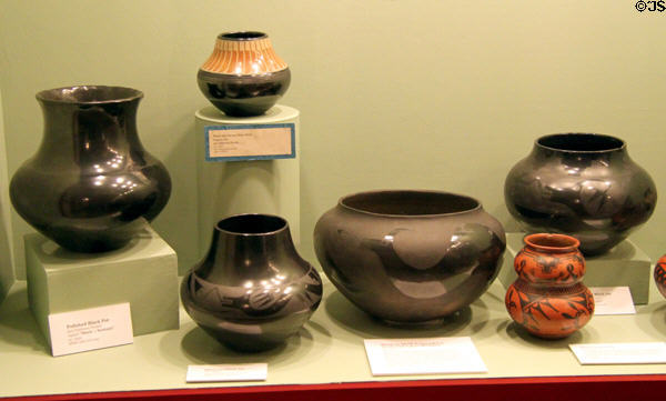 Black San Ildefonso Pueblo pottery at Millicent Rogers Museum. Taos, NM.