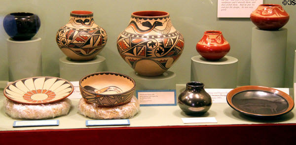 San Ildefonso Pueblo pottery collection at Millicent Rogers Museum. Taos, NM.