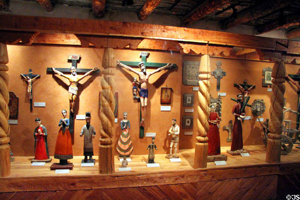 Santos religious carvings at Hacienda de los Martinez. Taos, NM.