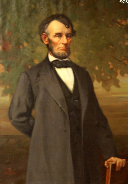 Portrait of Abraham Lincoln by Charles M. Shean (unveiled 1915) in Assembly chamber of Nevada State Assembly. Carson City, NV.