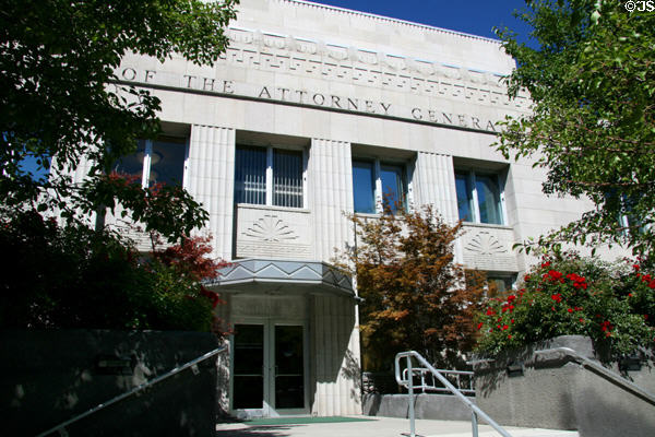Office of the Nevada Attorney General (1936) (100 N. Carson St.) (former Nevada Supreme Court). Carson City, NV. Style: Art Deco. Architect: Frederic DeLongchamps.