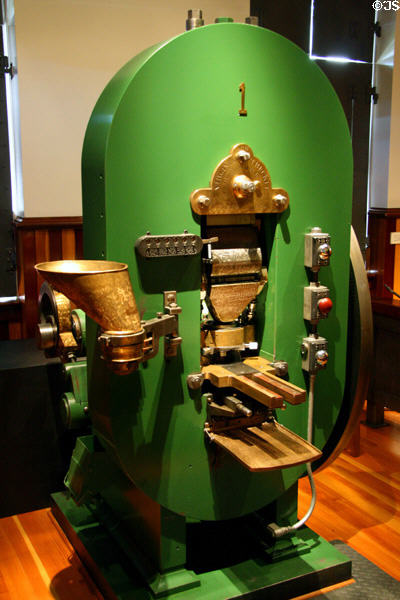 Carson City Mint's Coin Press No. 1 (1869) by Morgan & Orr of Philadelphia at Nevada State Museum. Carson City, NV.