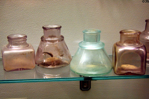 Antique glass ink-well bottles at Nevada State Museum. Carson City, NV.