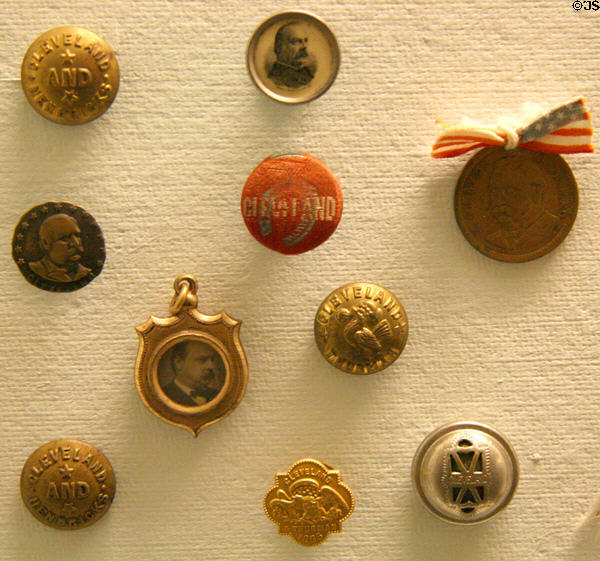 President Grover Cleveland campaign buttons at Nevada State Museum. Carson City, NV.