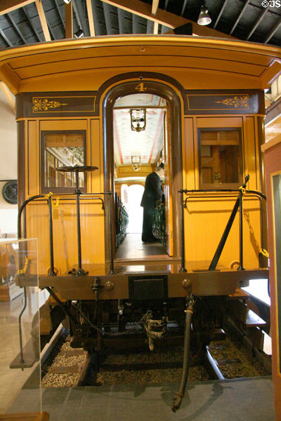 Virginia & Truckee Railroad passenger car #4 at Nevada State Railroad Museum. Carson City, NV.