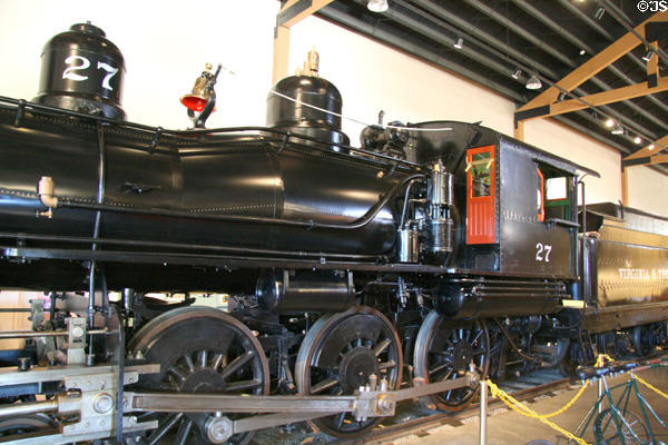 Virginia & Truckee steam locomotive #27 (1875) at Nevada State Railroad Museum. Carson City, NV. On National Register.