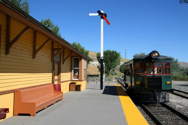 Wabuska station (1906) & Edwards Motorcar (1926) at Nevada State Railroad Museum. Carson City, NV. On National Register.