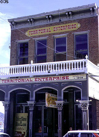 Historical photo (c1968) of Virginia City Territorial Enterprise newspaper office. Virginia City, NV.