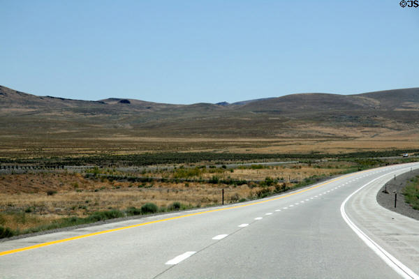 I-80 across Nevada's scrubland. NV.
