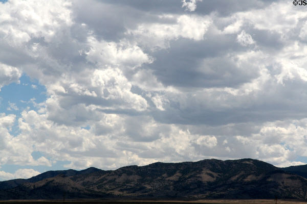 Clouds over hills of Eastern Nevada along I-80. NV.