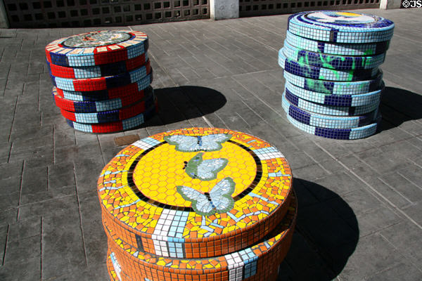 Reno street art of giant poker chips. Reno, NV.