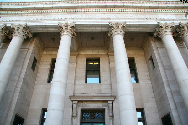 Neoclassical columns of Washoe County Courthouse. Reno, NV.