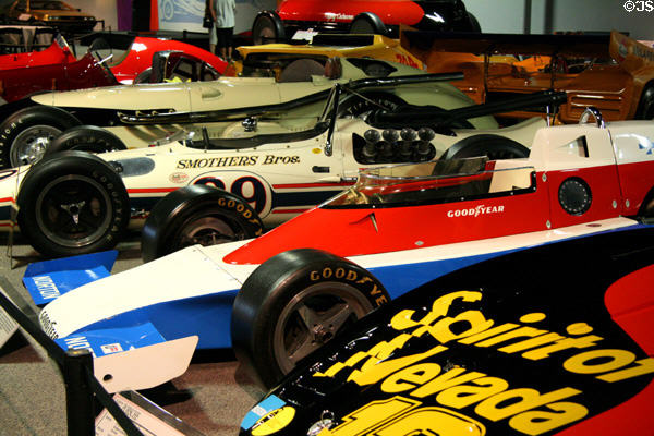Collection of racing cars at National Automobile Museum. Reno, NV.