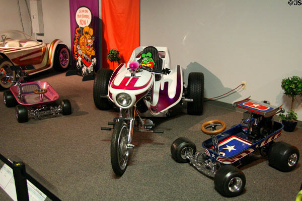 Collection of novelty vehicles at National Automobile Museum. Reno, NV.