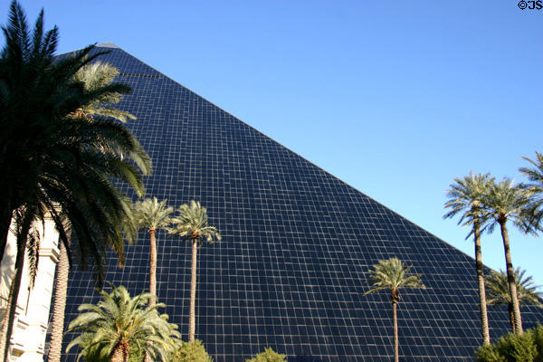 Glass surface of Pyramid of Luxor Las Vegas Hotel. Las Vegas, NV.